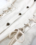 Off White Vintage Lace Up Blouse