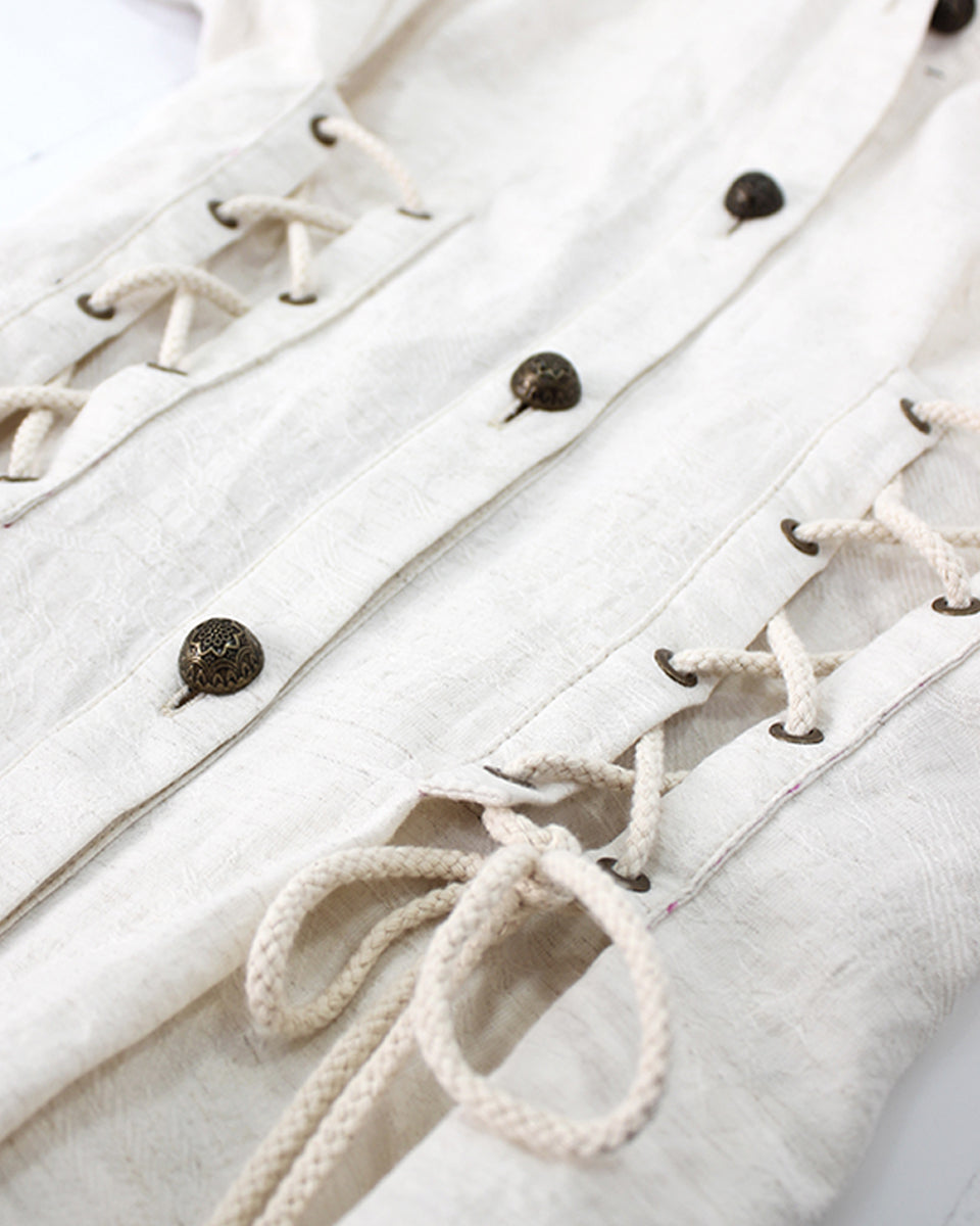 Off White Vintage Lace Up Blouse