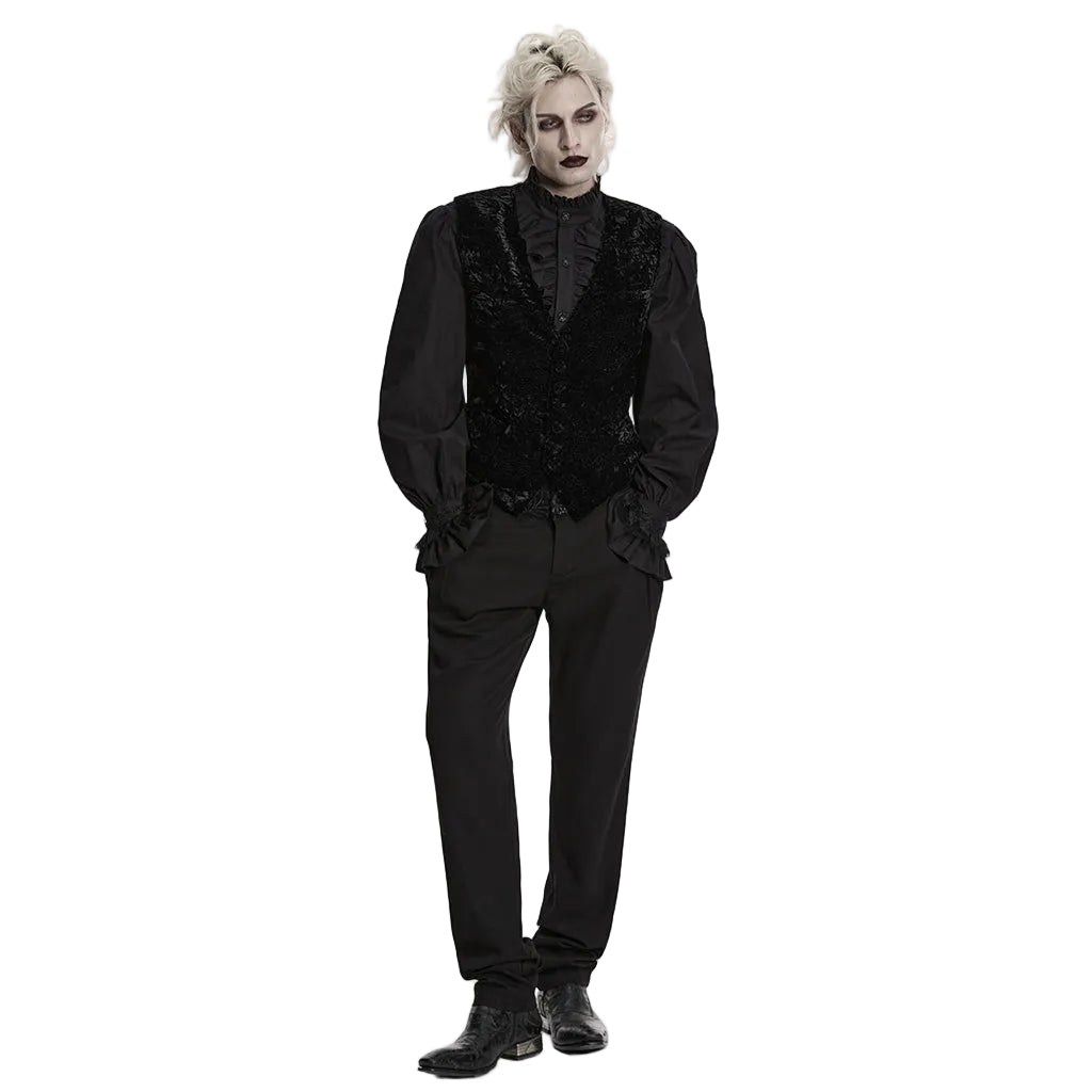Black Crushed Velvet Waistcoat
