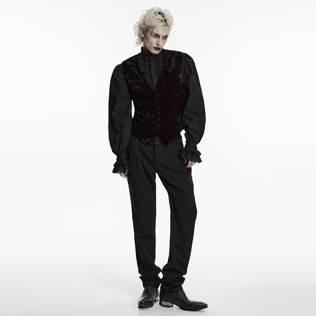 Red Crushed Velvet Waistcoat