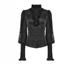 Ruffle High Neck Lace Gothic Blouse