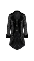 Black Patterned Button Tailcoat Jacket