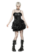 Shiny PU Leather Layered Buckle Dress
