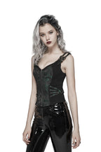 Green Poison Ivy Corset Buckle Top