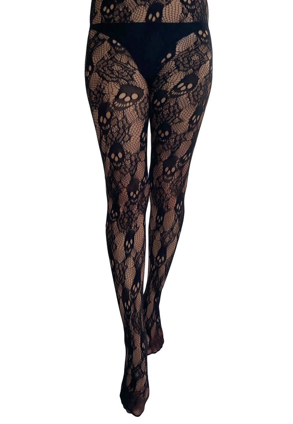 Rose Skull Netted Tights