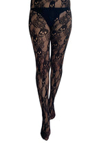 Rose Skull Netted Tights