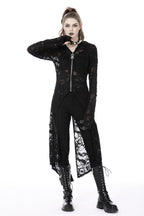 Ripped Hooded Half Zip Long Jacket