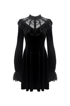 Sheer Lace V Neck Velvet Dress