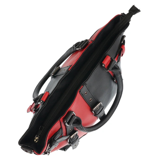 Black & Red Buckle Stud Handbag