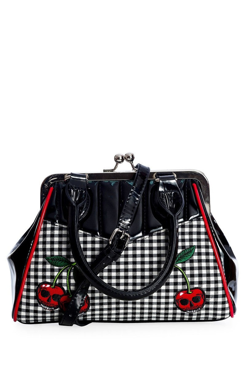Gingham Skull Cherry Retro Bag