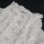 White Ruffle Pleat High Neck Shirt