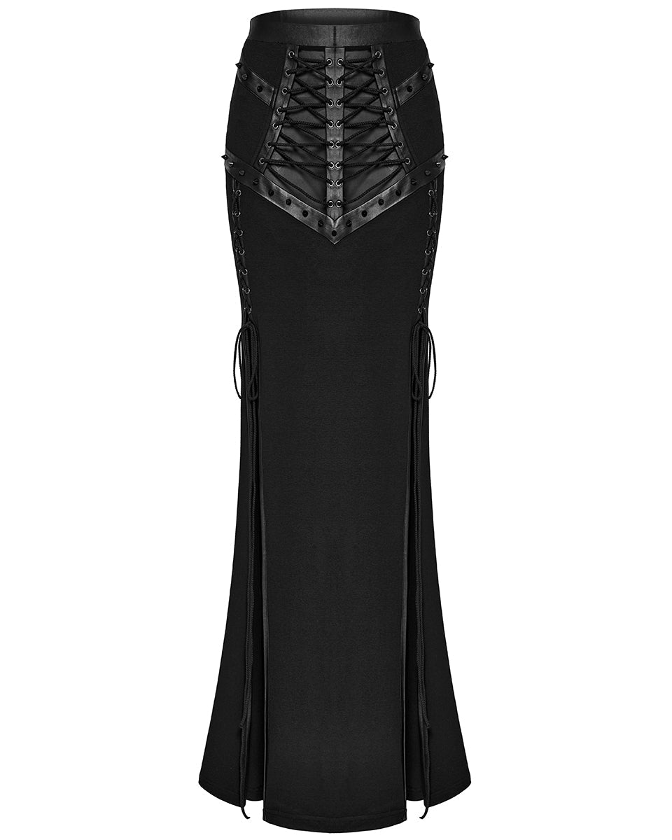Side Split Lace Up Skirt