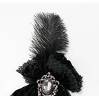 Velvet Feather Jewel Clip On Cravat