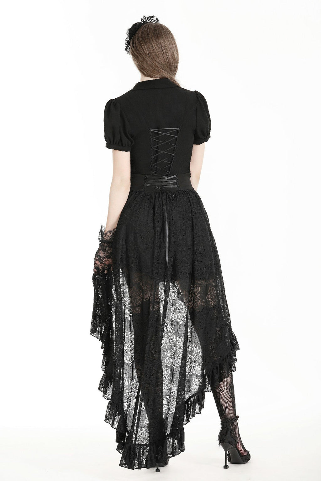Hi-Lo Harness Strap Lace Skirt