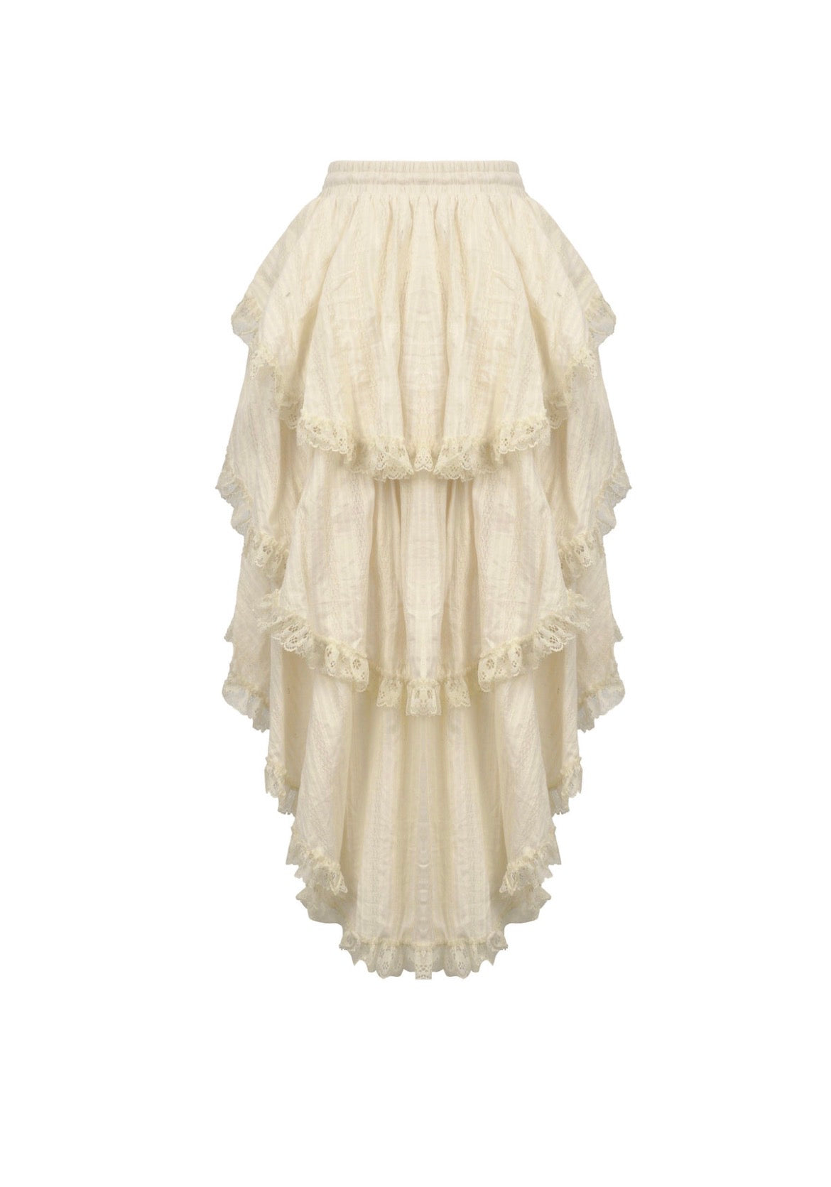 Steampunk Cream Ruffle Drape Skirt