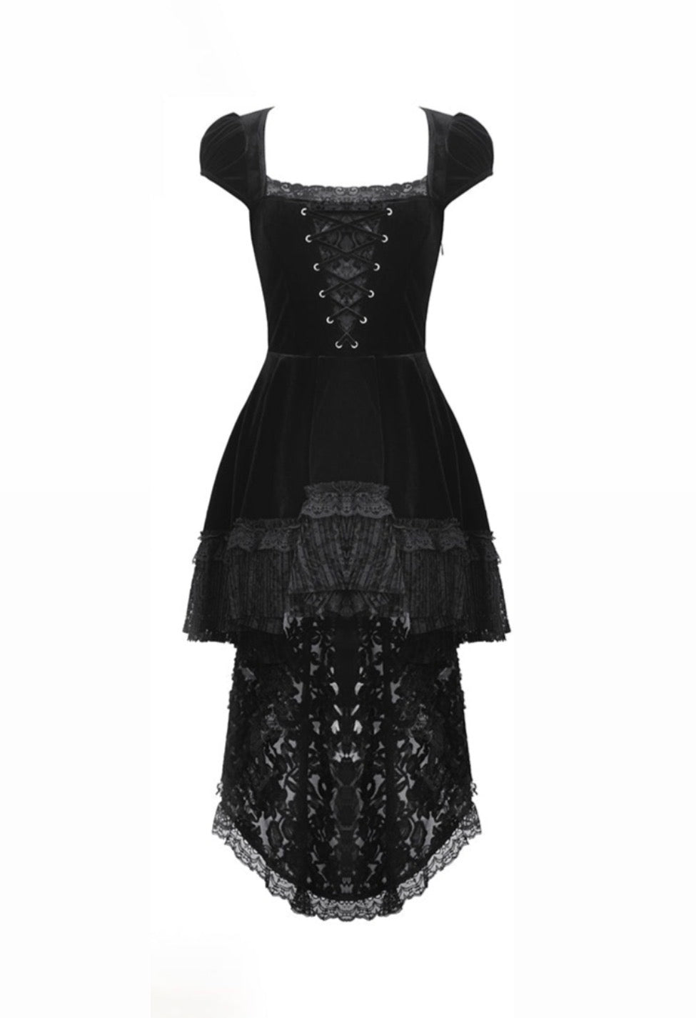 Velvet Lace Train Party Dress