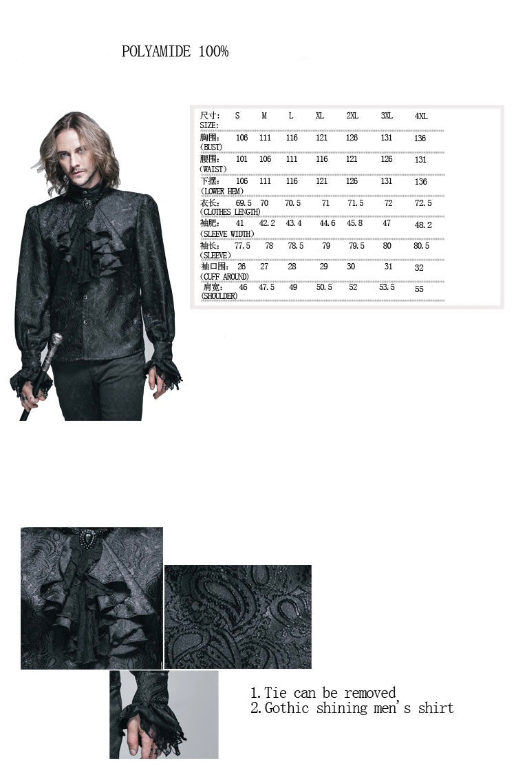 Black Paisley Jacquard Shirt With Cravat
