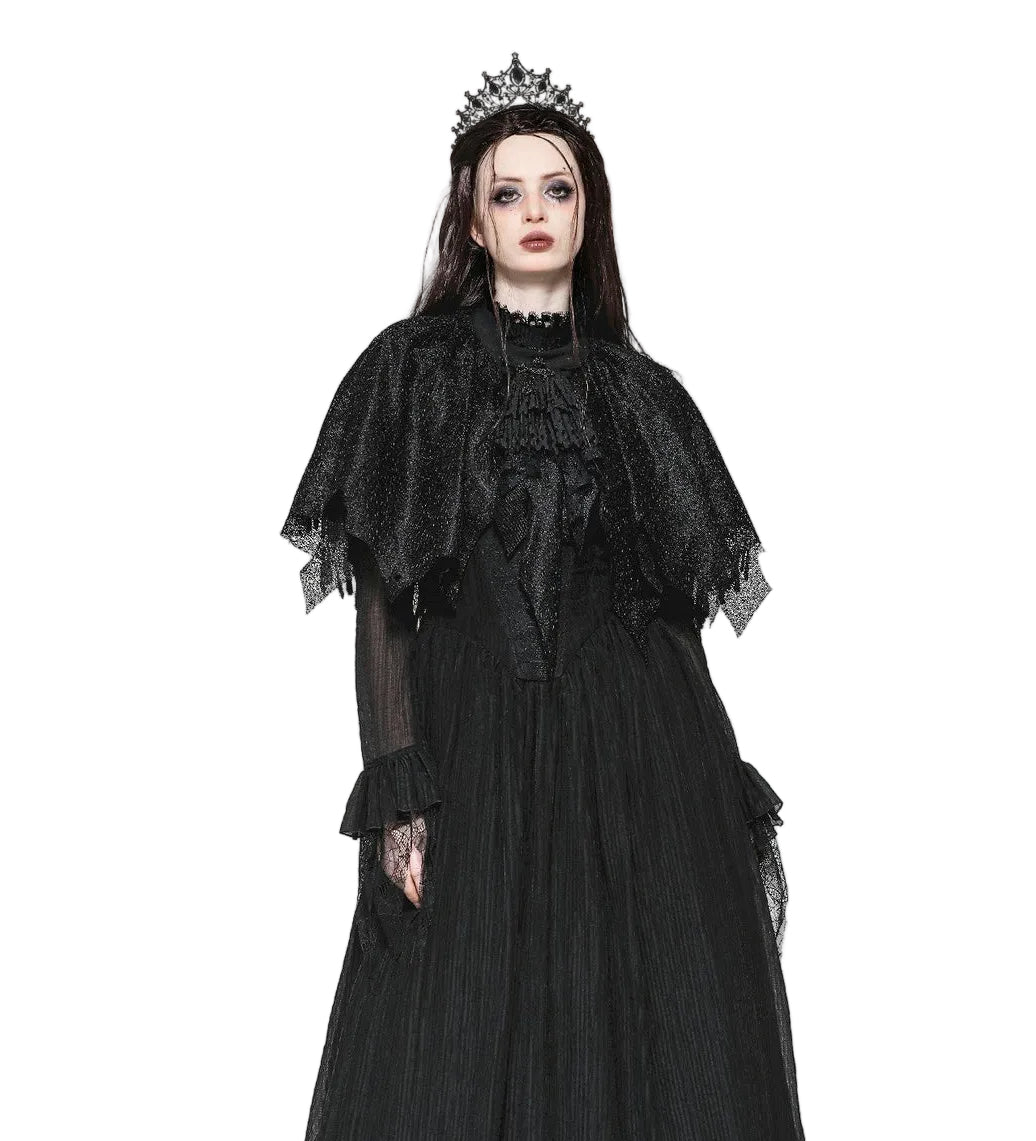 Tattered Cape Shrug With Crucifix Cravat