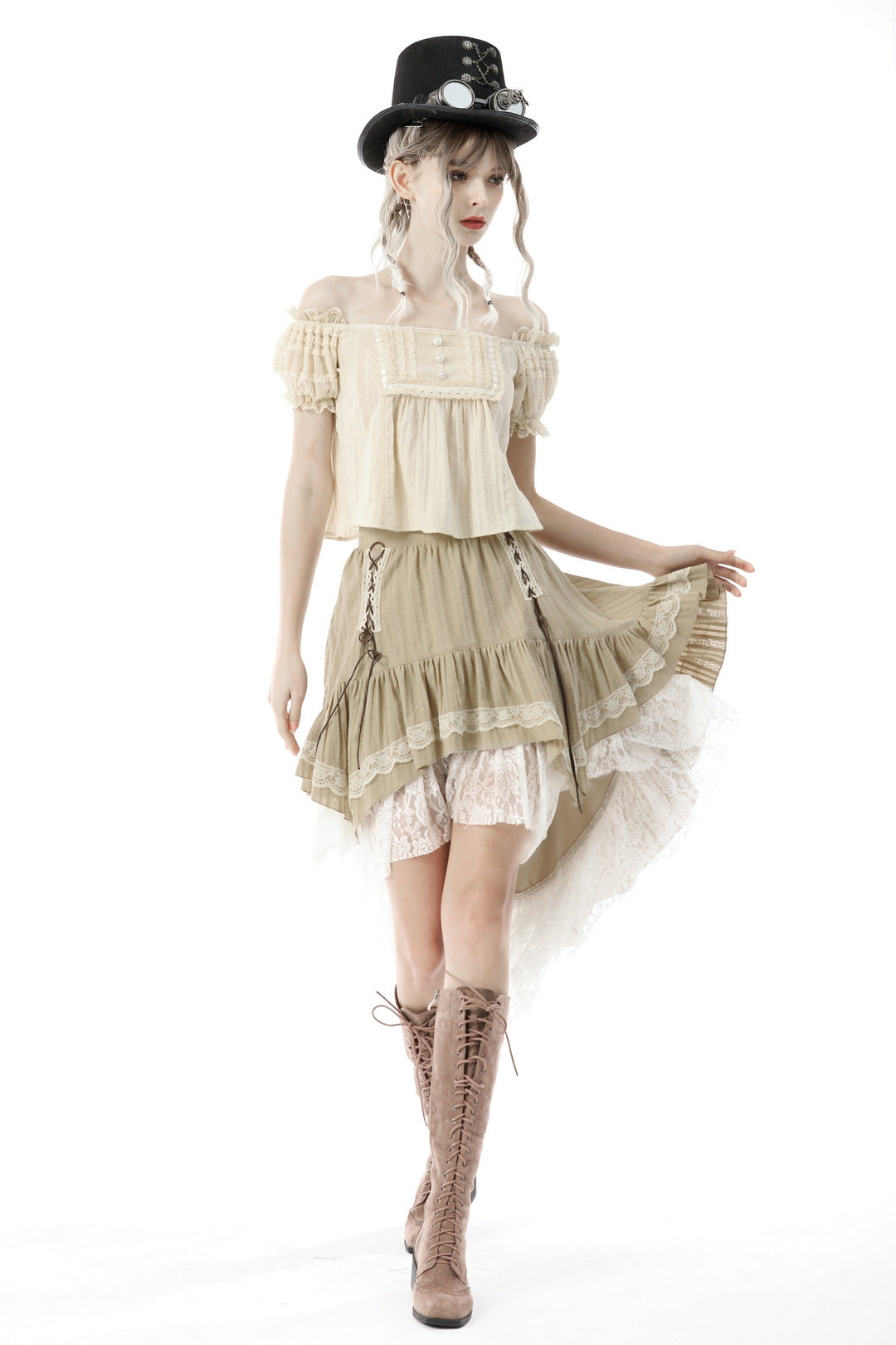 Steampunk Dovetail Cream Skirt