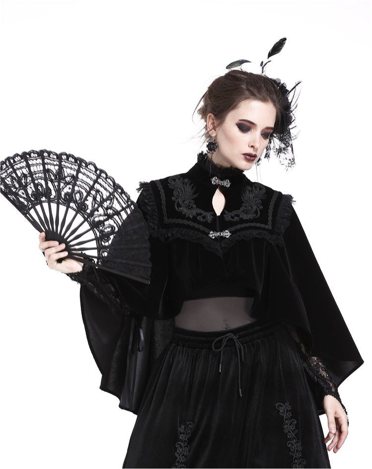 Elegant Collar Velvet Cape