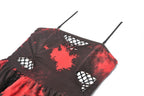 Black & Red Tie Dye Net Layered Dress
