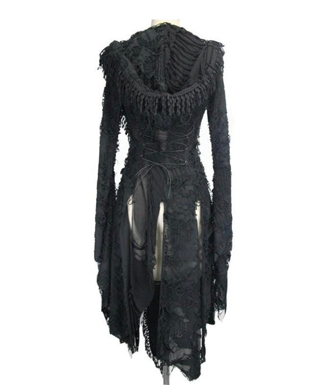Shredded Long Hooded Cardigan