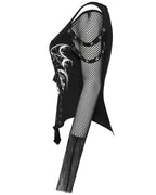 Punk Printed Mesh Strap Full Sleeve Top
