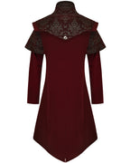 Cape Collar Crucifix Gothic Long Burgundy Coat