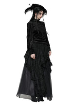 High Neck Jacquard Velvet Blouse