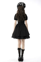 Vintage Netted Neck Puff Sleeve Dress