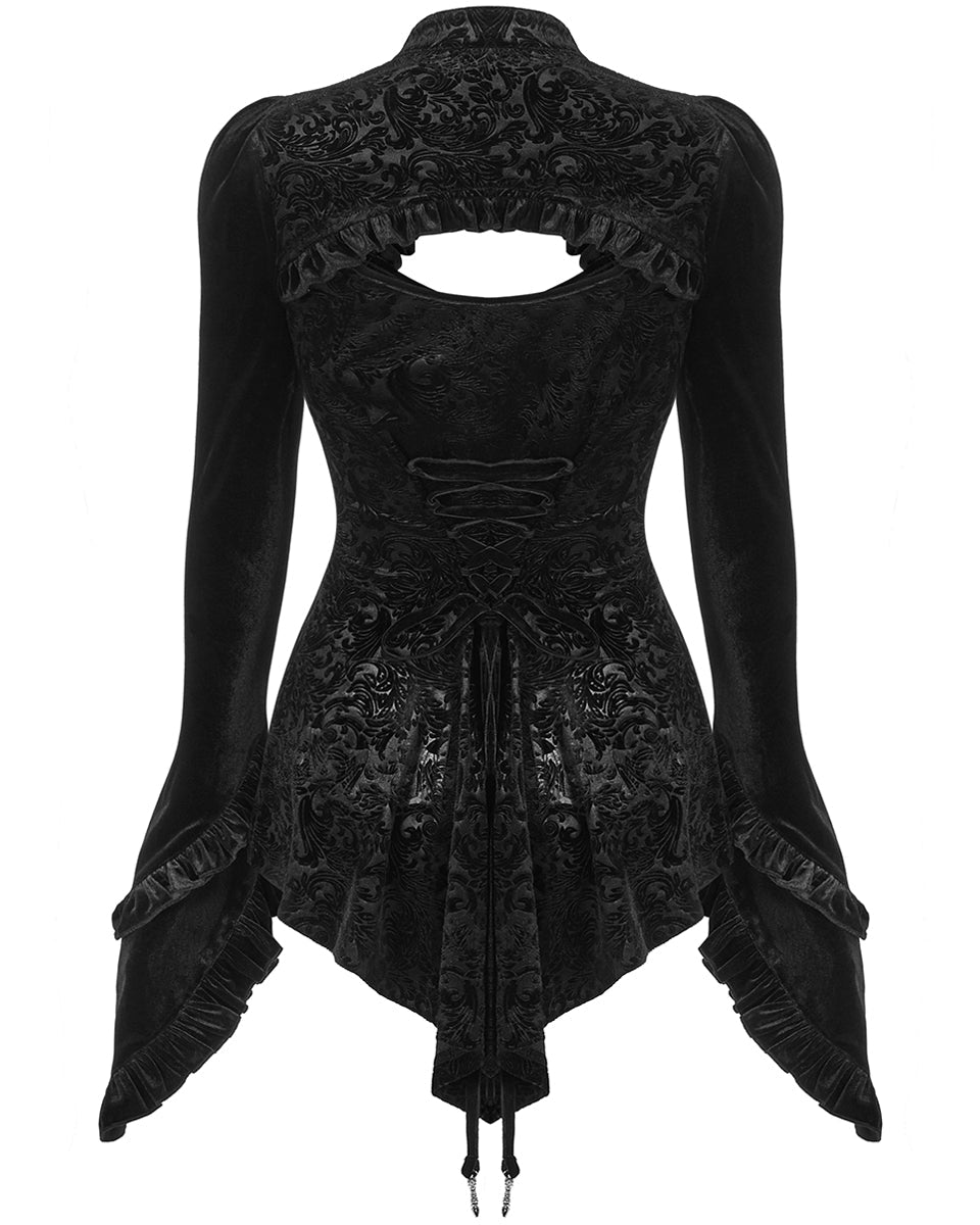 Velvet Cutout Jewel Blouse