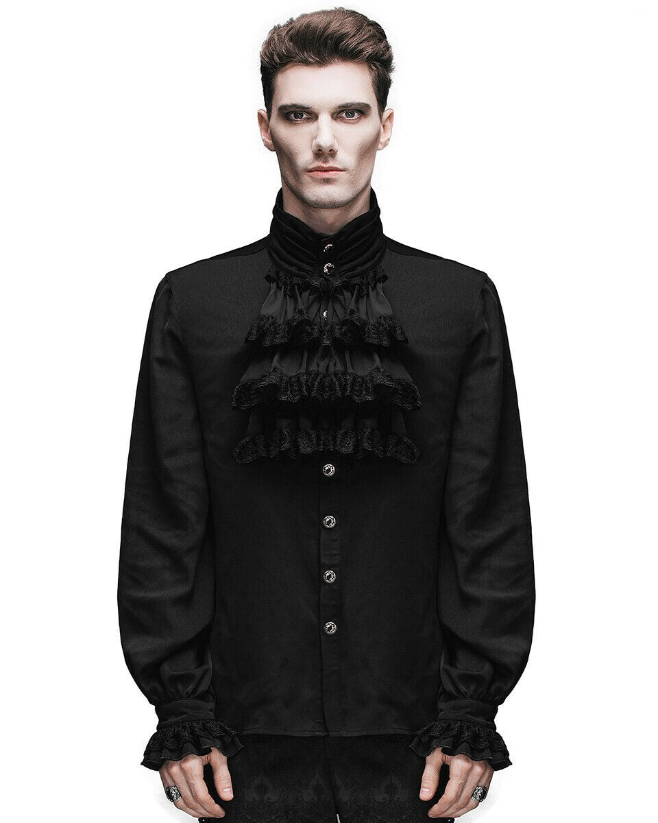 Black Victorian Chiffon Ruffle Shirt