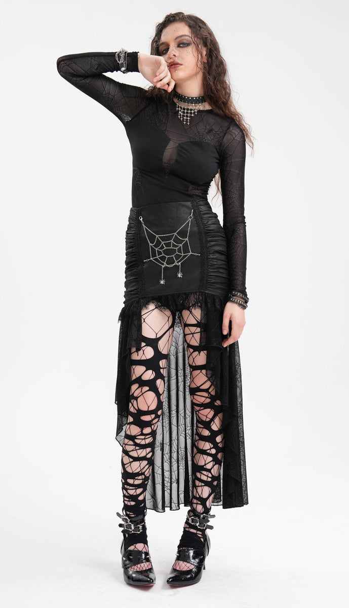 Hi-Lo Cobweb Chain Trail Skirt