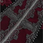 Big Buckle Zip Long Velvet Burgundy Jacket
