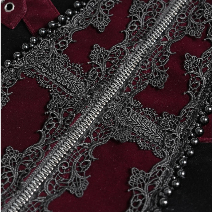 Big Buckle Zip Long Velvet Burgundy Jacket