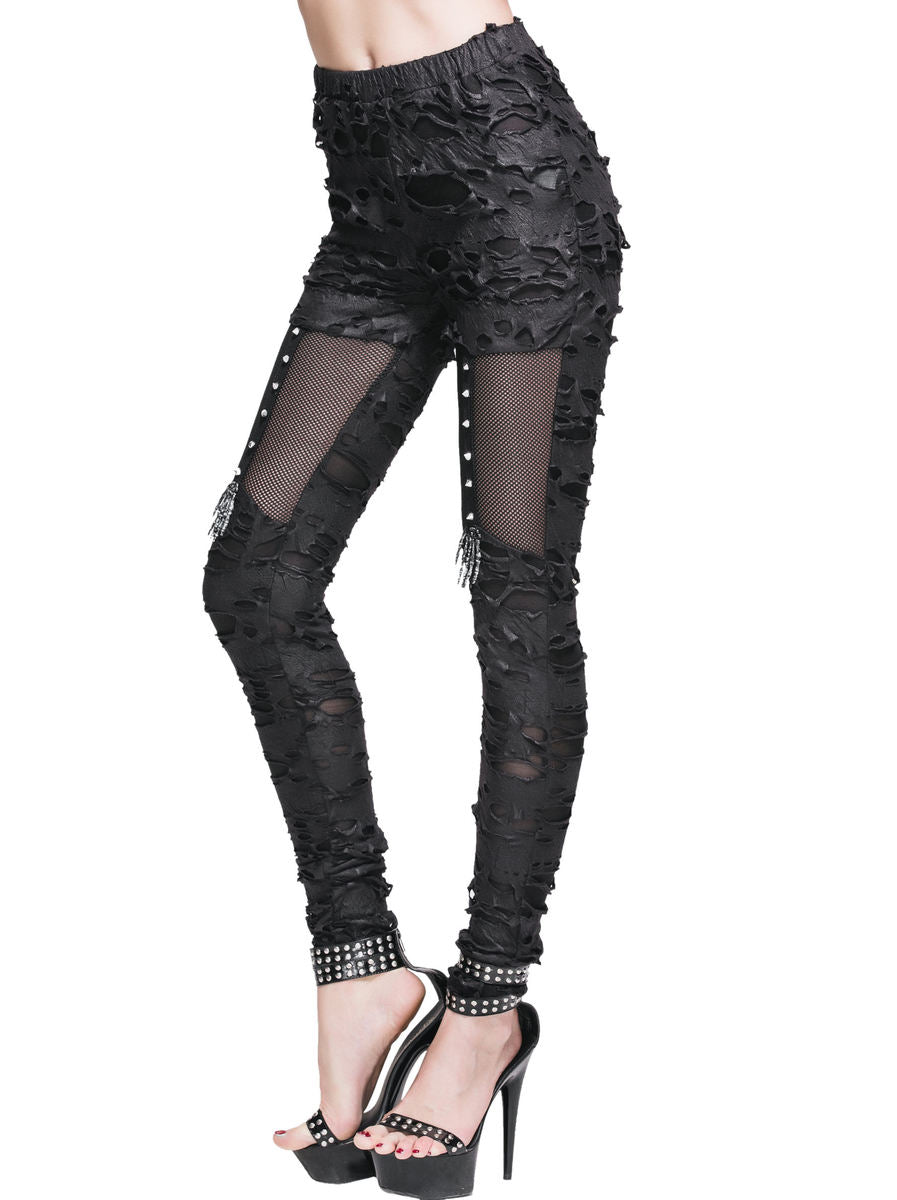 Thigh Net Skeleton Hand Shredded Leggings