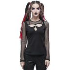Trio Cutout Fishnet Sleeve Top