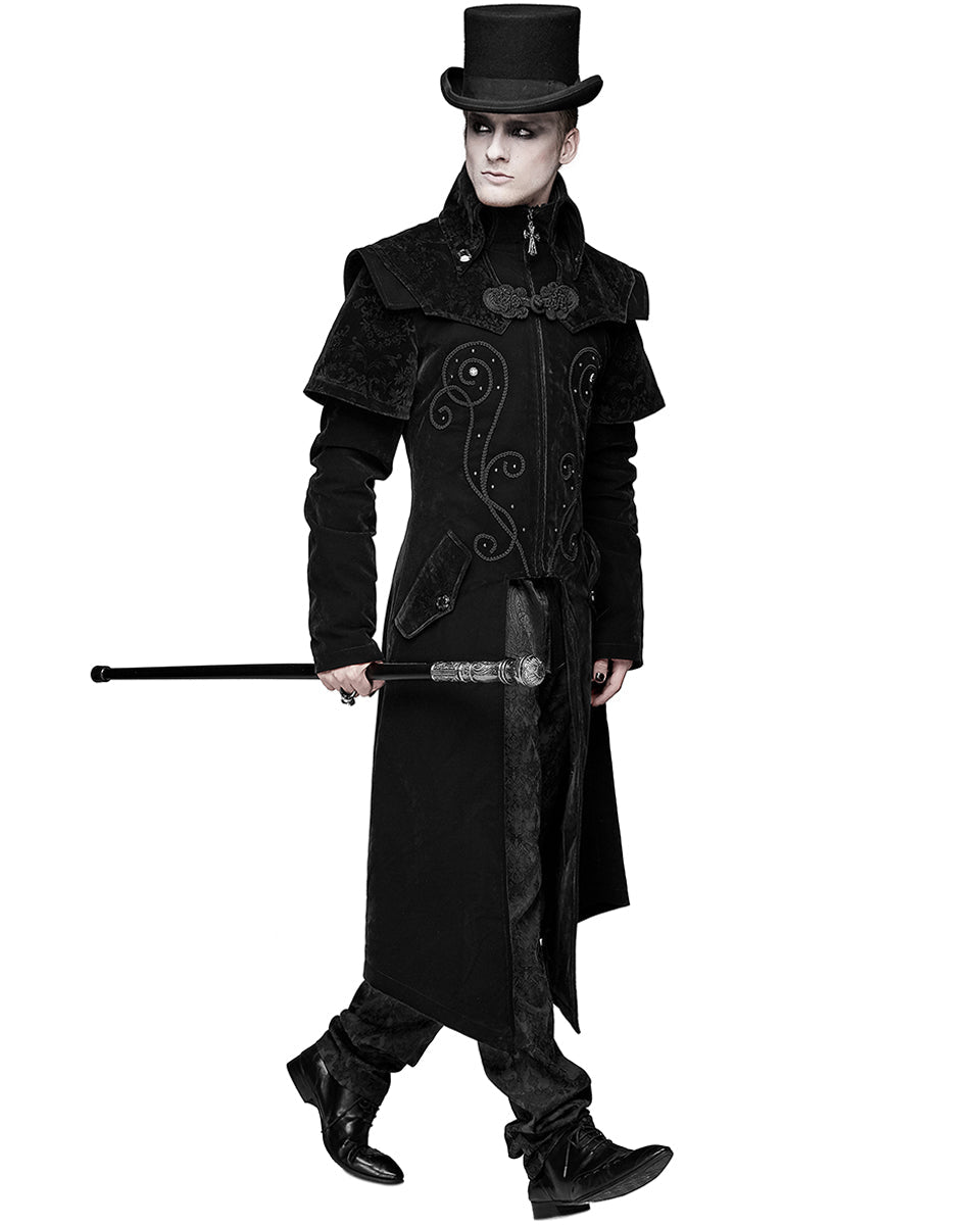 Cape Collar Crucifix Gothic Long Black Coat