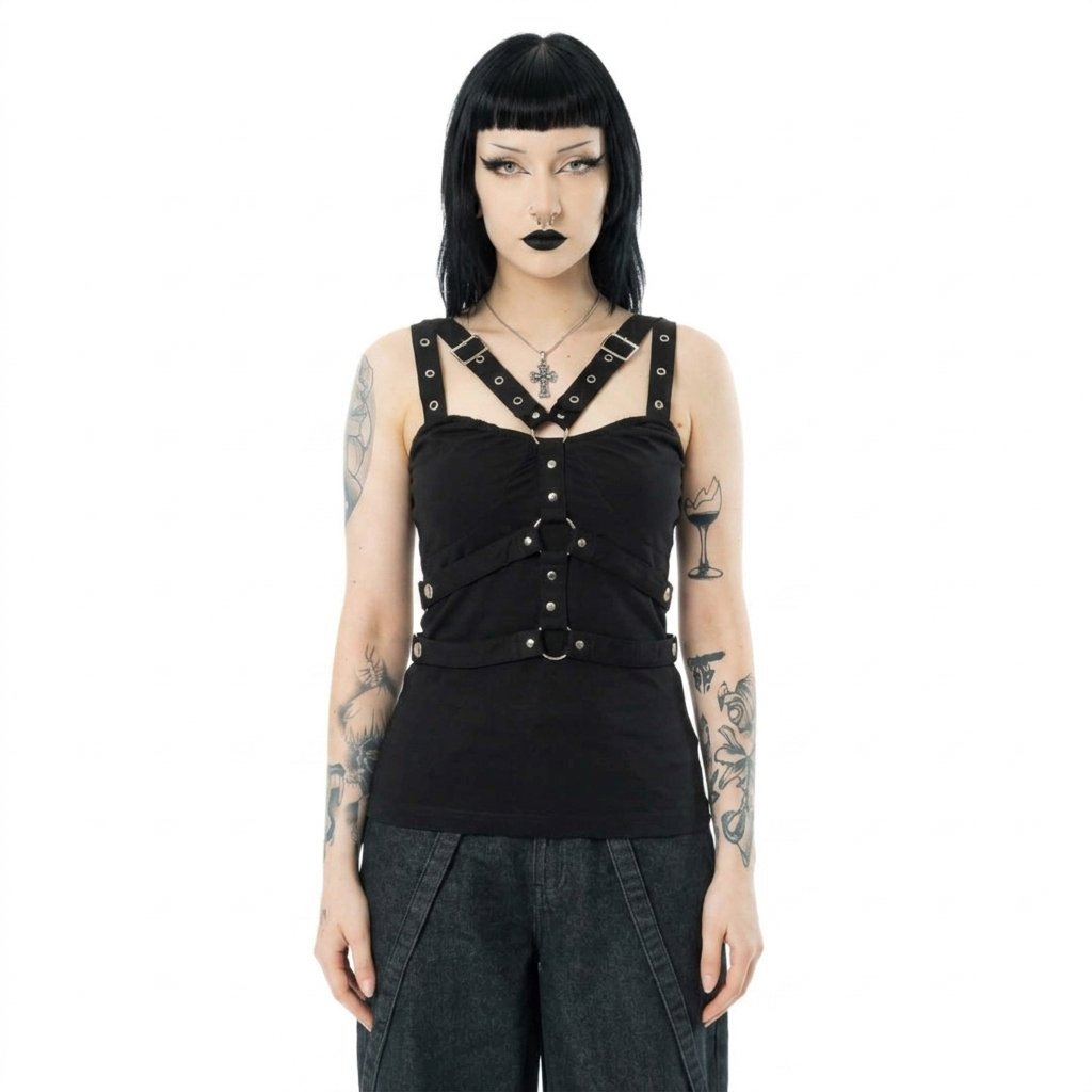 Eyelet Strap Casual Vest Top