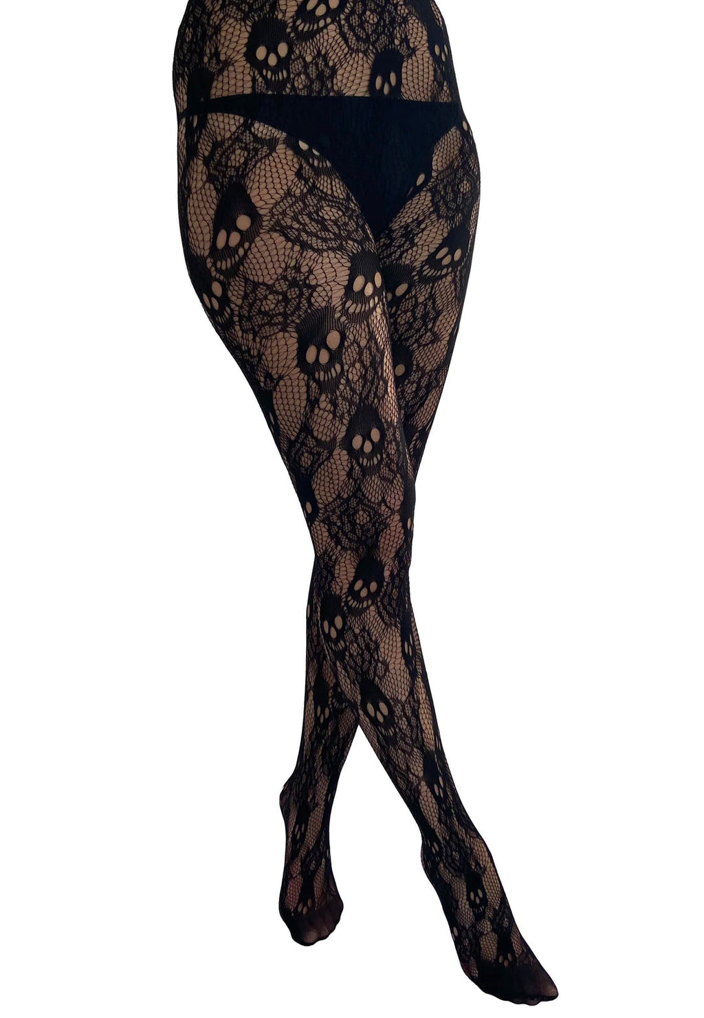 Rose Skull Netted Tights
