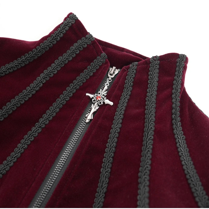 Black & Wine Chained Velvet Jacket