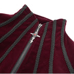 Black & Wine Chained Velvet Jacket