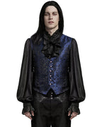 Blue Lace Up Brocade Waistcoat