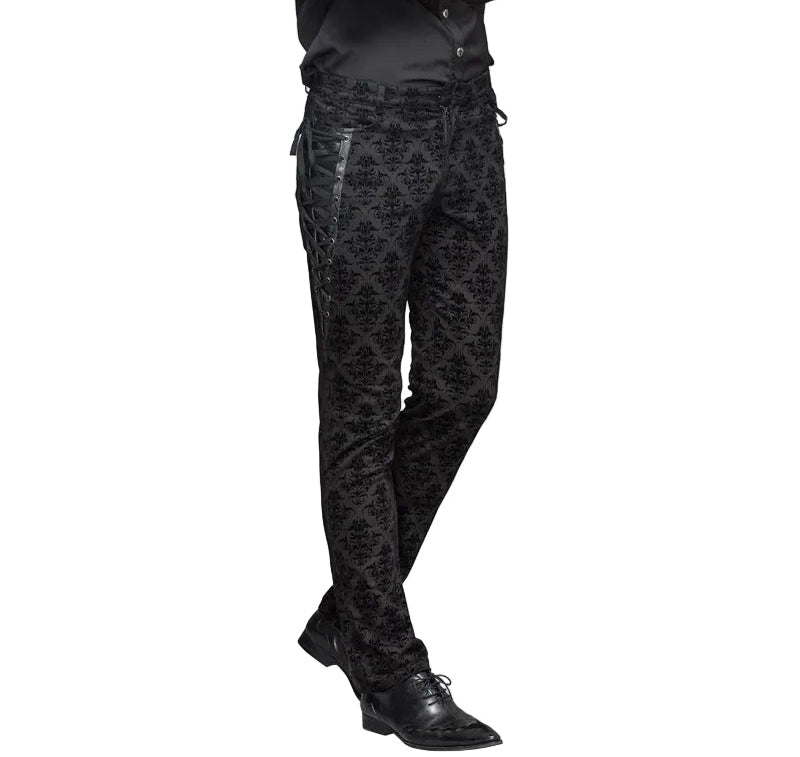 Gothic Patterned Side Lace Up Trousers
