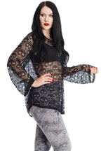 Skull Mesh Long Sleeve Top