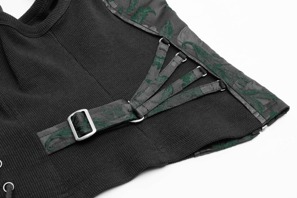 Green Poison Ivy Corset Buckle Top