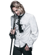 White Paisley Jacquard Shirt With Cravat