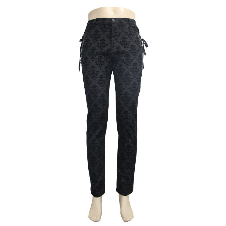 Gothic Patterned Side Lace Up Trousers