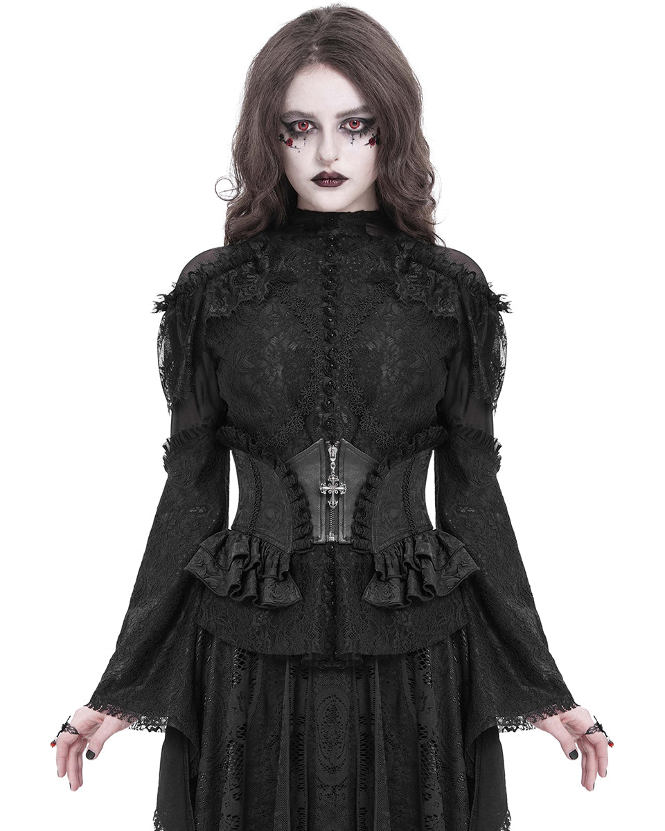 Crucifix Rose Frill Corset Belt