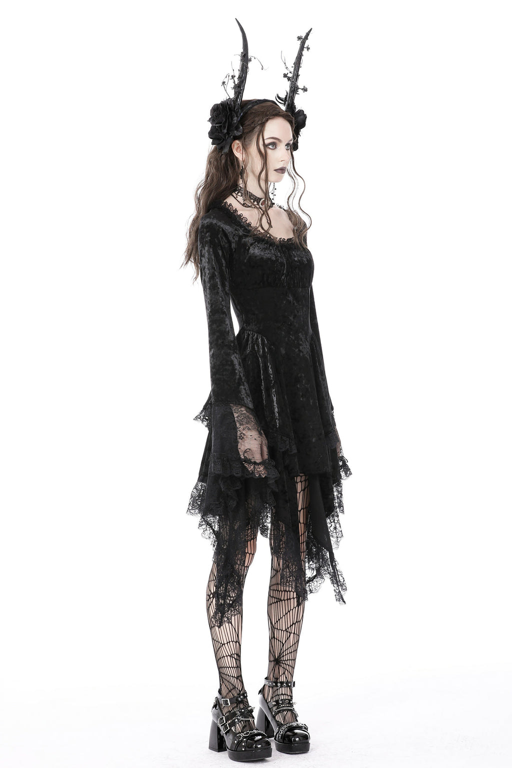 Genie Bell Sleeve Velvet Dress